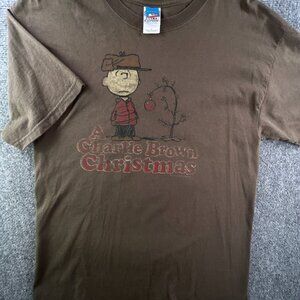 Peanuts A Charlie Brown Christmas T Shirt Gildan Green Short Sleeve Large Cotton